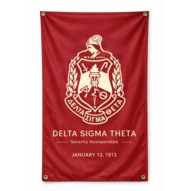 Delta Sigma Theta Shield Greek Banner - Crimson & Cream