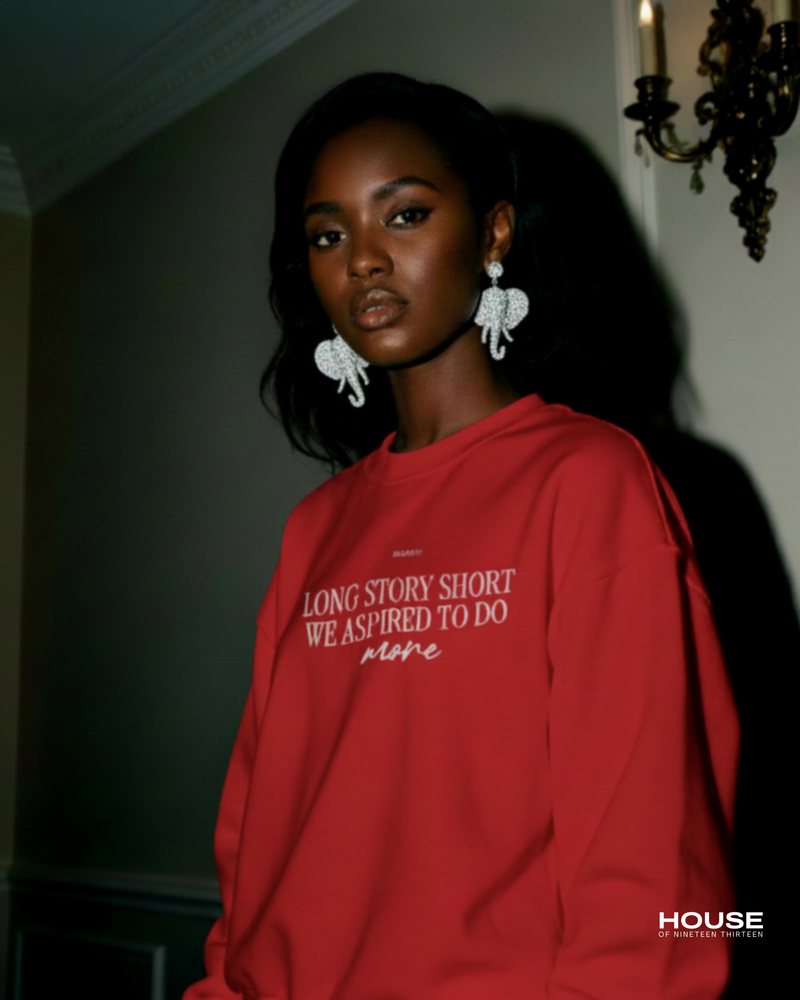 Long Story Short We Aspired To Do More Embroidered Crewneck Sweater