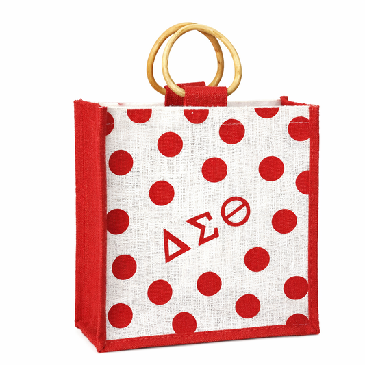 Delta Sigma Theta Symbols Mini Jute Bag