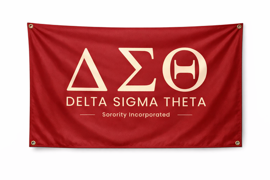 Delta Sigma Theta Sorority Inc Greek Banner - Crimson & Cream