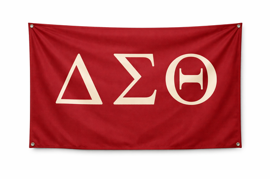 Delta Sigma Theta Symbols Greek Banner - Crimson & Cream