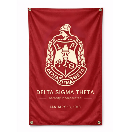 Delta Sigma Theta Shield Greek Banner - Crimson & Cream