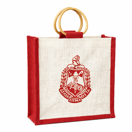 Delta Sigma Theta Crest Mini Jute Bag